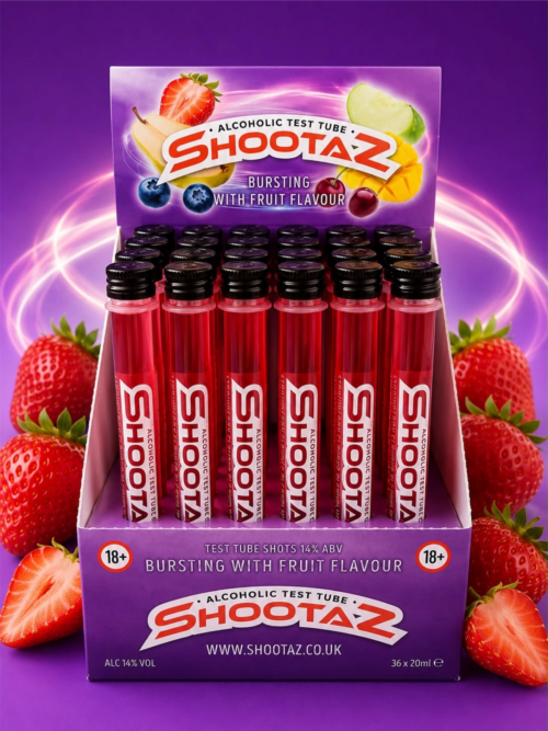 Strawberry alcoholic test tubes box of 36