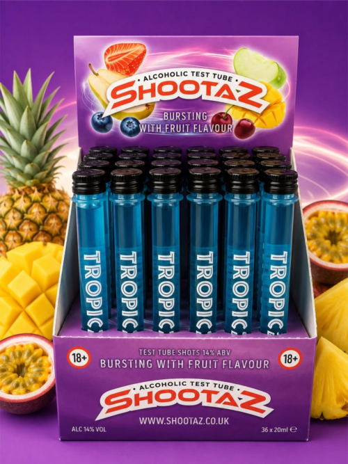 Tropical alcoholic test tubes box of 36